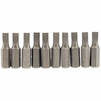 Draper 10PC 25MM 4.5MM P.SLOT.S/D BIT 64027 1/4" Hex. Plain Slot E Shank Insert Bits