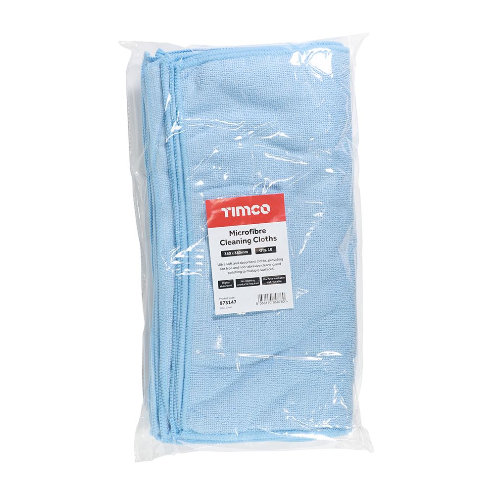 TIMCO Microfibre Cleaning Cloths 380 x 380mm Pack 10