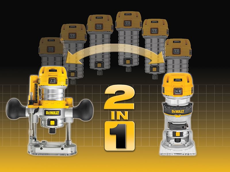 DeWalt D26204K-GB D26204K 1/4in Premium Plunge & Fixed Base Combi Router 900W 240V