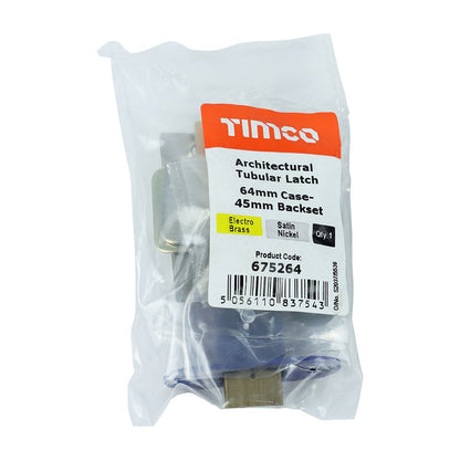 TIMCO Arch Tubular Latch EB & SN 64mm Pack 1