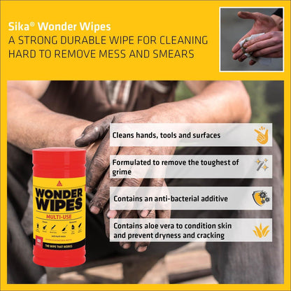 6 x Everbuild 300 Wonder Wipes Tub Multi Use Cleaning Wipes Trade Pack