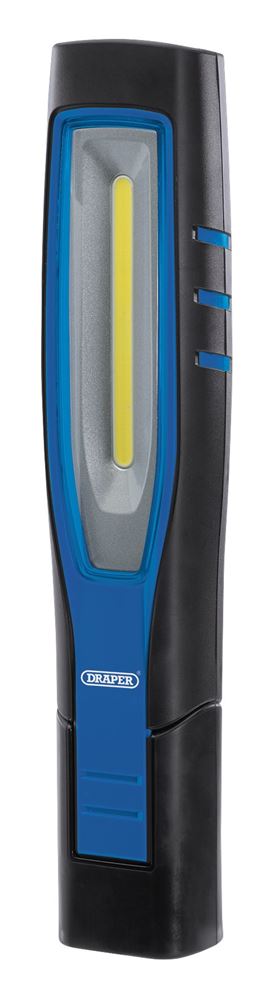 11763 Draper COB/SMD LED Rechargeable Inspection Lamp, 7W, 700 Lumens, Blue, 1 x USB C Work Light Rechargeables Professional Trade DIY Workshop Gara