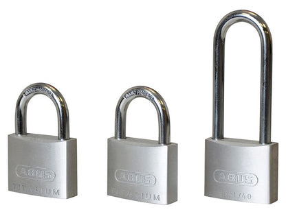 ABUS 56380 64TI/40mm TITALIUM� Padlock Triple Pack (1 Long Shackle)
