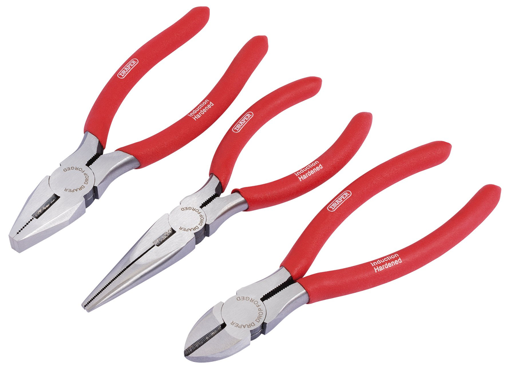 Draper 3PCE PLIER SET PCKD 67924 Draper Redline Pliers Sets with PVC Dipped Handles (3 Piece)