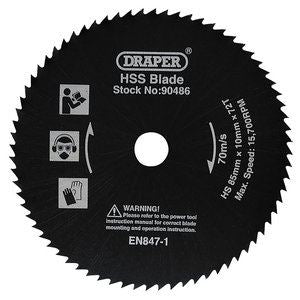 Draper SAW BLADE HSS 85X10MMX72T 90486 Draper Storm ForceÂ® 85mm Mini Circular Saw (480W)