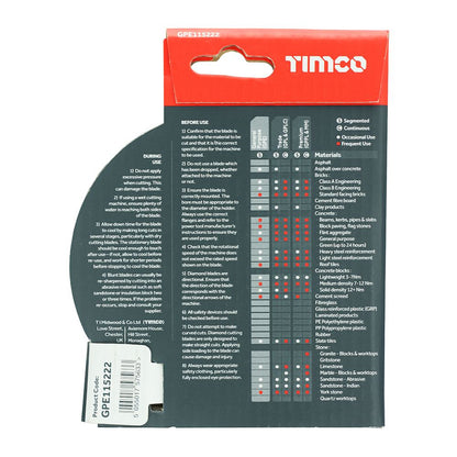 TIMCO GP Diamond Blade Seg 115 x 22.2 Pack 1
