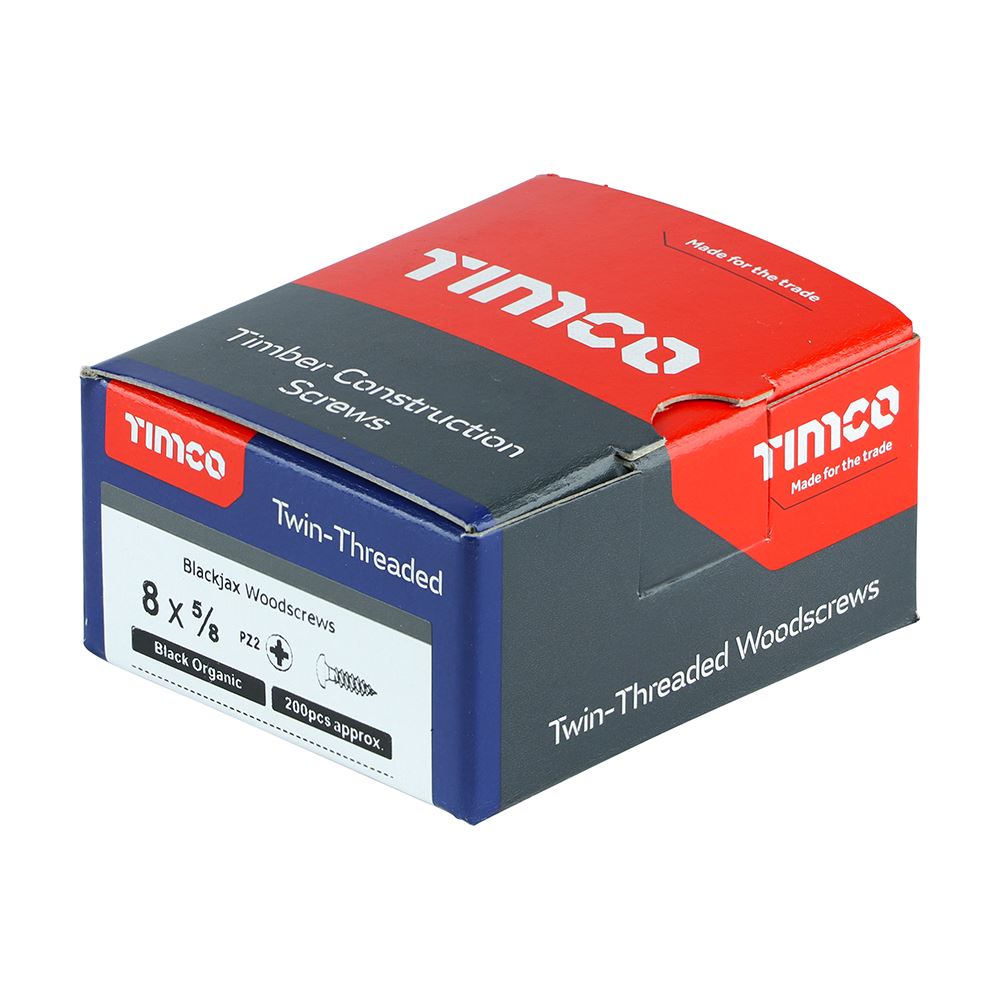 TIMCO Blackjax Screw PZ2 RND Black 8 x 5/8 Black Pack 200