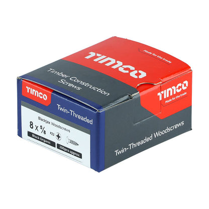 TIMCO Blackjax Screw PZ2 RND Black 8 x 5/8 Black Pack 200