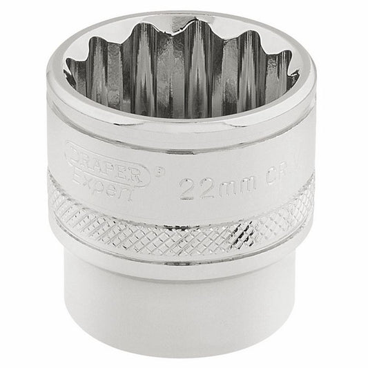 32800 Draper Expert Expert HI-TORQ 12 Point Socket, 3/8 Sq. Dr., 22mm D-MM/B 3/8 Sockets Professional Trade DIY Workshop Garage Use