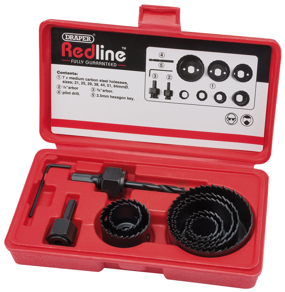 Draper 11PC HOLE SAW KIT 68470 Draper Redline Holesaw Kit (11 Piece)