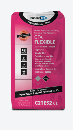 Bond It CTA Flexible Tile Adhesive 20kg Ceramic Wall & Floor Grey White