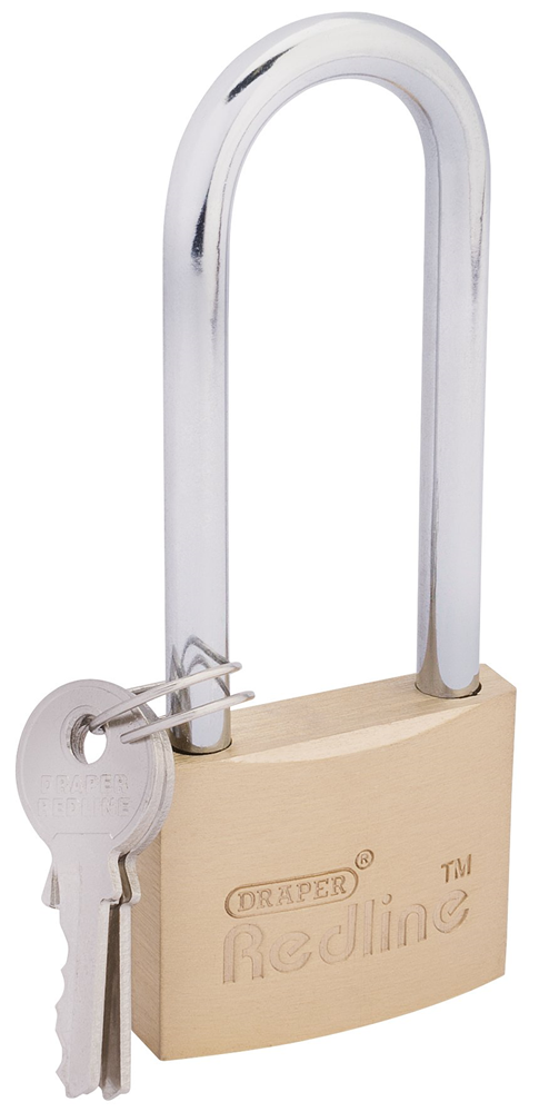 Draper 40MM LONG SHACKLE PADLOCK 68673 Draper Redline Long Shackle Brass Cylinder Padlocks