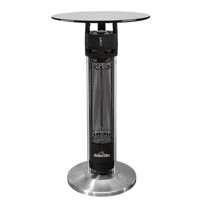 Dellonda DG63 Bistro Table with 1600W Heater, 95cm, Black/Stainless Steel | 230V, Tip-Over Switch | Powerful garden bistro table with 1600W carbon