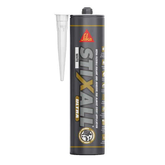 Sika Stixall Maximum Grab White 290ml Building Adhesive – Ultra High Grab, Waterproof, Flexible Interior & Exterior Bonding