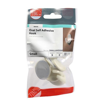 TIMCO Oval Self-Adhesive Hooks - SM 37.5 x 28.0 Pack 5