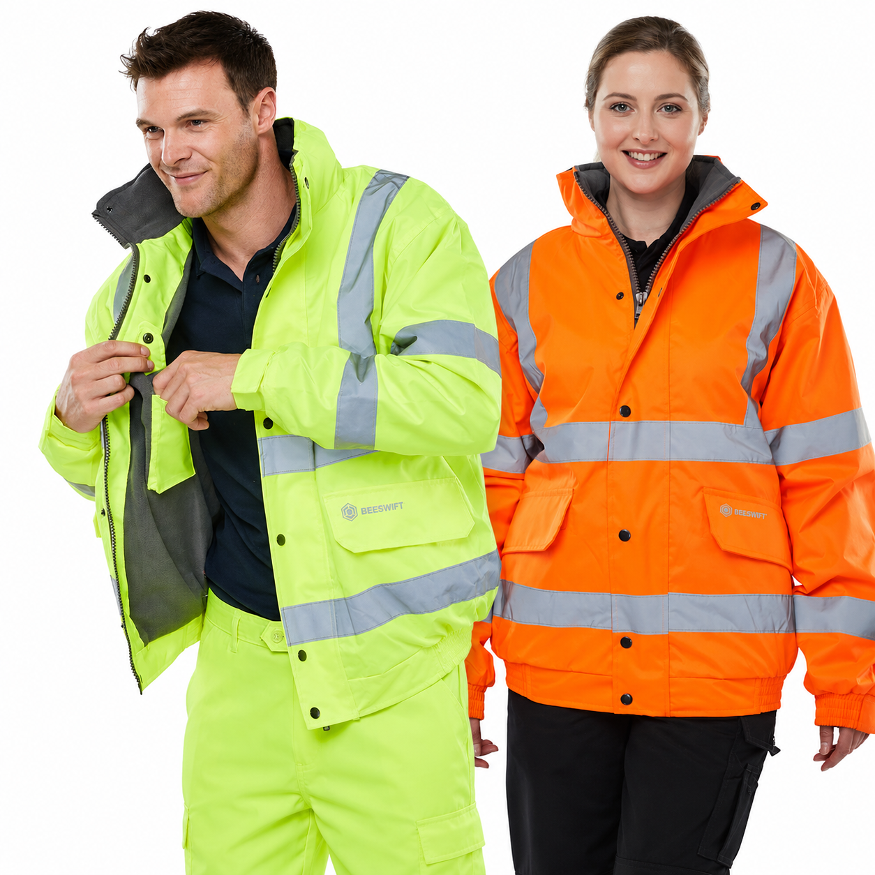 Beeswift Hi Vis Bomber Jacket Yellow Reflective Waterproof Workwear