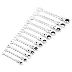 Draper 12PC FLEX HEAD RATCH SPANN SET 27733 27733 HI-TORQÂ® Metric Flexible Head Ratchet Combination Spanner Set (12 Piece)