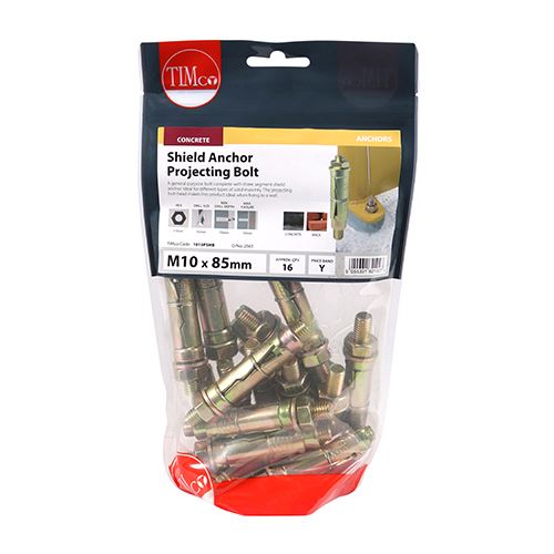 TIMCO Shield Anchor Proj. Bolt - ZYP M10:15P (M10 x 85) Gold Pack 16
