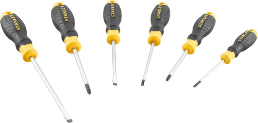 Stanley Cushion Grip Screwdriver Set 6pc Flat & Phillips Hand Tool Set