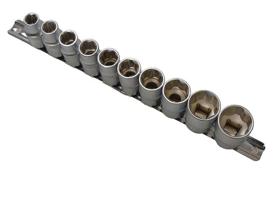 BlueSpotTools 01526 Sockets On Rail Set of 10 Metric 1/2in Drive