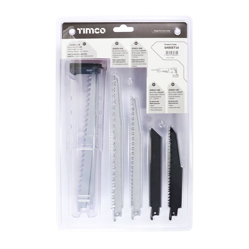 TIMCO Reciprocating Saw Set 10pcs Mixed Pack 10