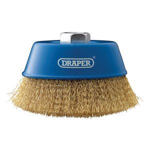 Draper 125MM CRIMPED CUP BRUSH M14 41446 41446 Brassed Steel Crimped Wire Cup Brushes, M14