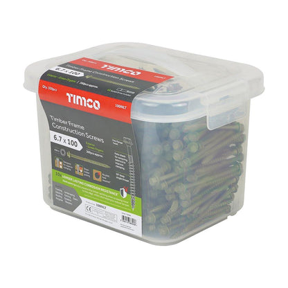 TIMCO Hex Head Timber Construction Screws 6.7mm Exterior Green – Various Lengths and Pack Sizes for Landscaping, Timber Framing and Structural Timber Fixing