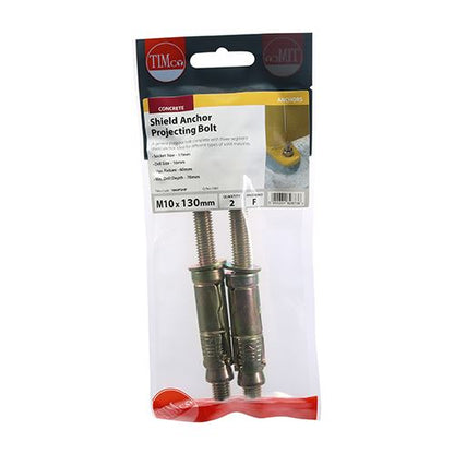 TIMCO Shield Anchor Proj. Bolt - ZYP M10:60P (M10 x 130) Gold Pack 2