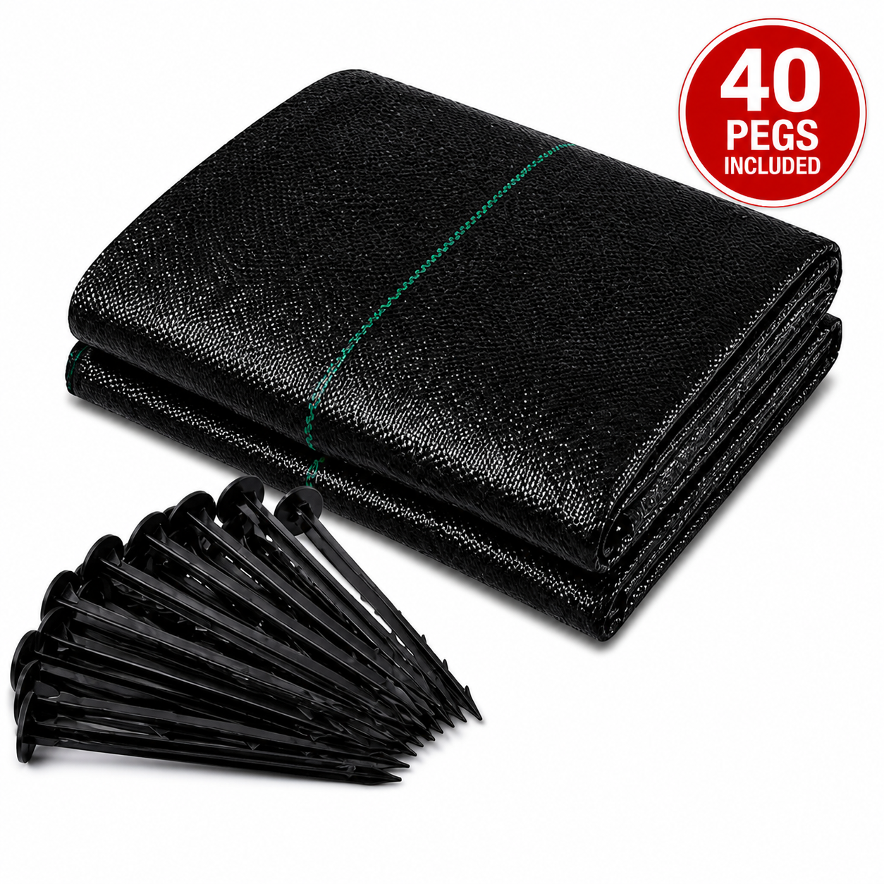 1m x 50m Heavy Duty Woven Weed Control Fabric Landscape Membrane with Free Pegs