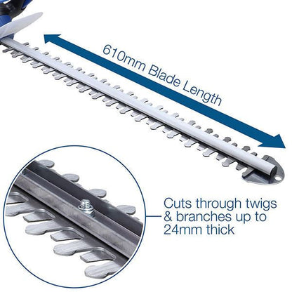 Hyundai HYHT680E Electric Hedge Trimmer 680W 610mm Corded Hedge Cutter Garden Trimmer Garden Hedge Cutter