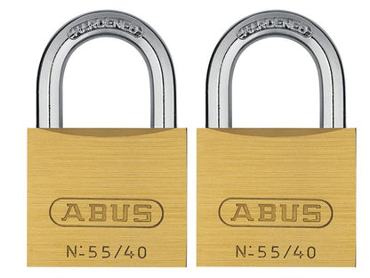 ABUS 32125 55/40mm Brass Padlocks Twin Pack