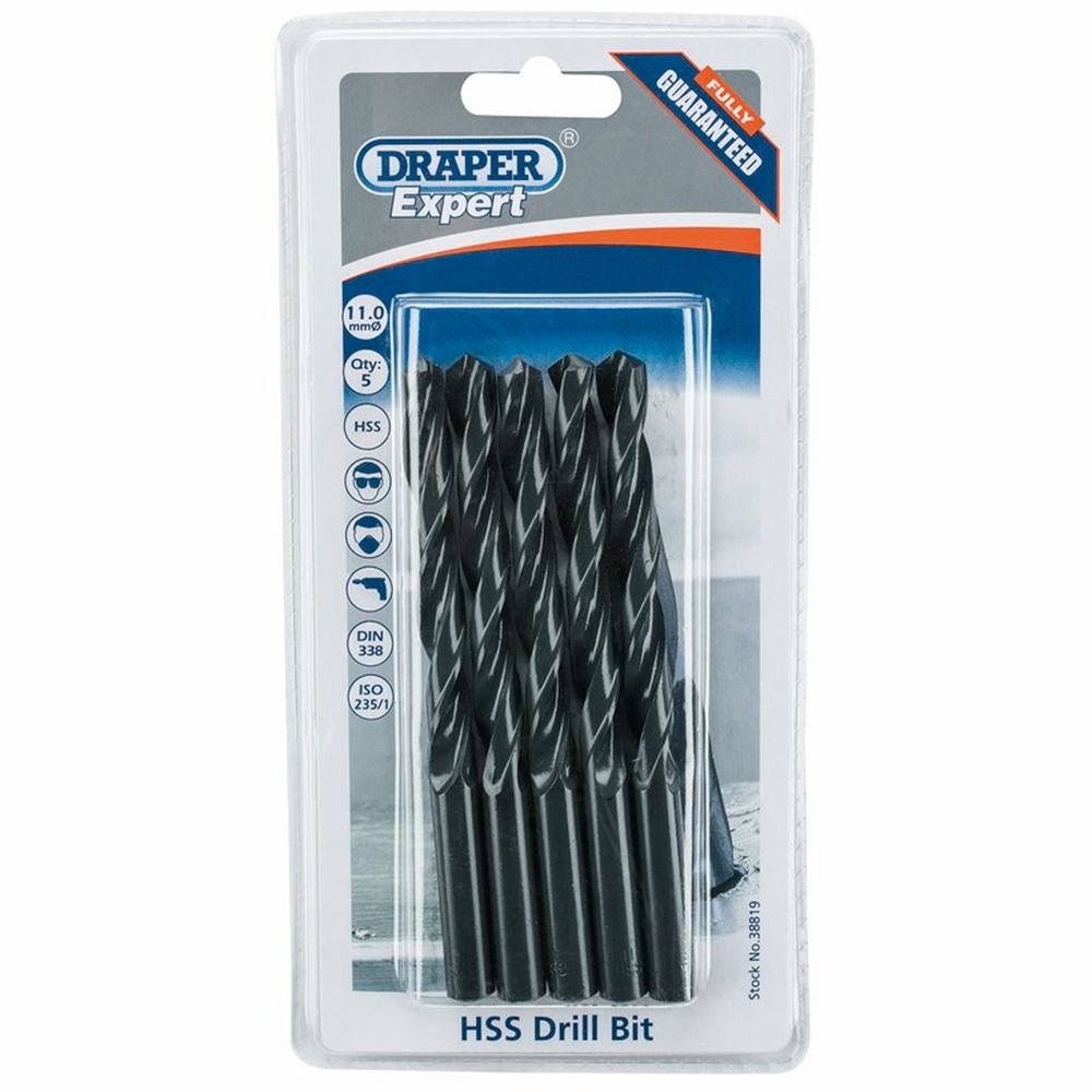 Draper 11.0MM HSS TWIST DRILL BOX 5 38819 Metric HSS Drill Bits (Pack of 10 or 5)