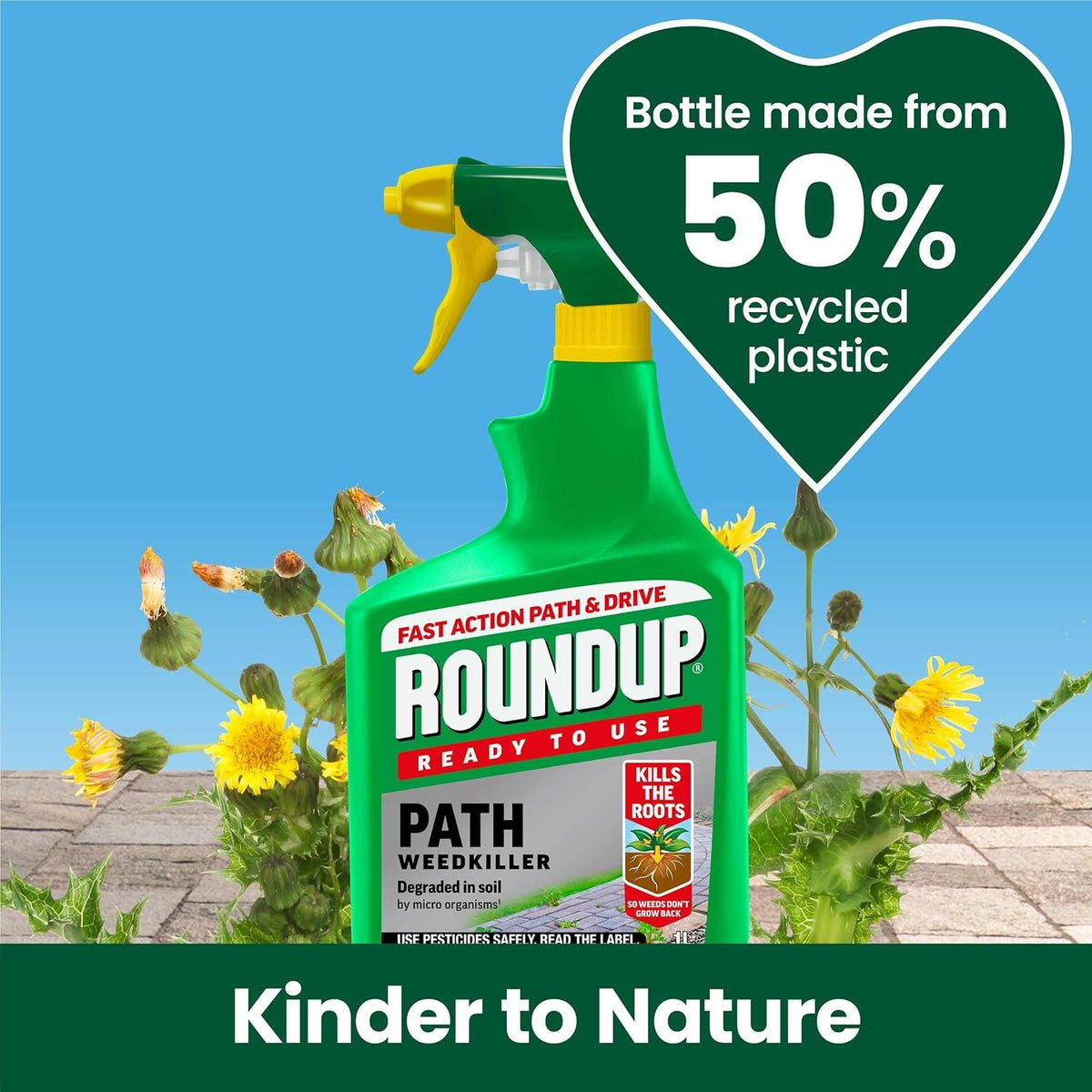 Roundup Path Weedkiller 1L Ready to Use Systemic Weed Killer for Paths Drives Patios 30m² Coverage