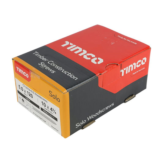 TIMCO Solo Woodscrew PZ2 CSK ZYP 5.0 x 120 Gold Pack 100