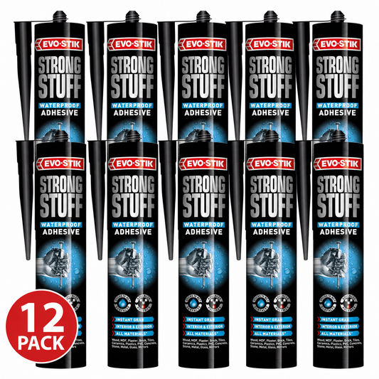12 Pack EVO-STIK Strong Stuff Waterproof Grab Adhesive Multi Purpose Bonding 290ml