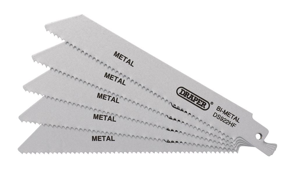 Draper RECIP SAW BLADE 5PCS - S922HF 43460 Bi-metal Reciprocating Saw Blades for Metal, 150mm (Pack of 5)