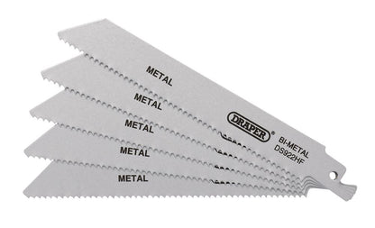 Draper RECIP SAW BLADE 5PCS - S922HF 43460 Bi-metal Reciprocating Saw Blades for Metal, 150mm (Pack of 5)