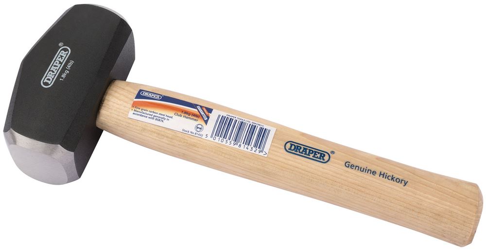 Draper CLUB HAMMER HICKORYSHAFT 1.8KG 81432 Hickory Shaft Club Hammers