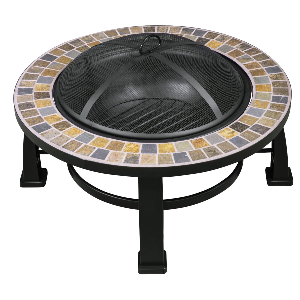Dellonda DG111 76cm Deluxe Traditional Style Fire Pit/Fireplace/Outdoor Heater - Slate | Safety Screen | 76cm Deluxe fire pit is perfect for