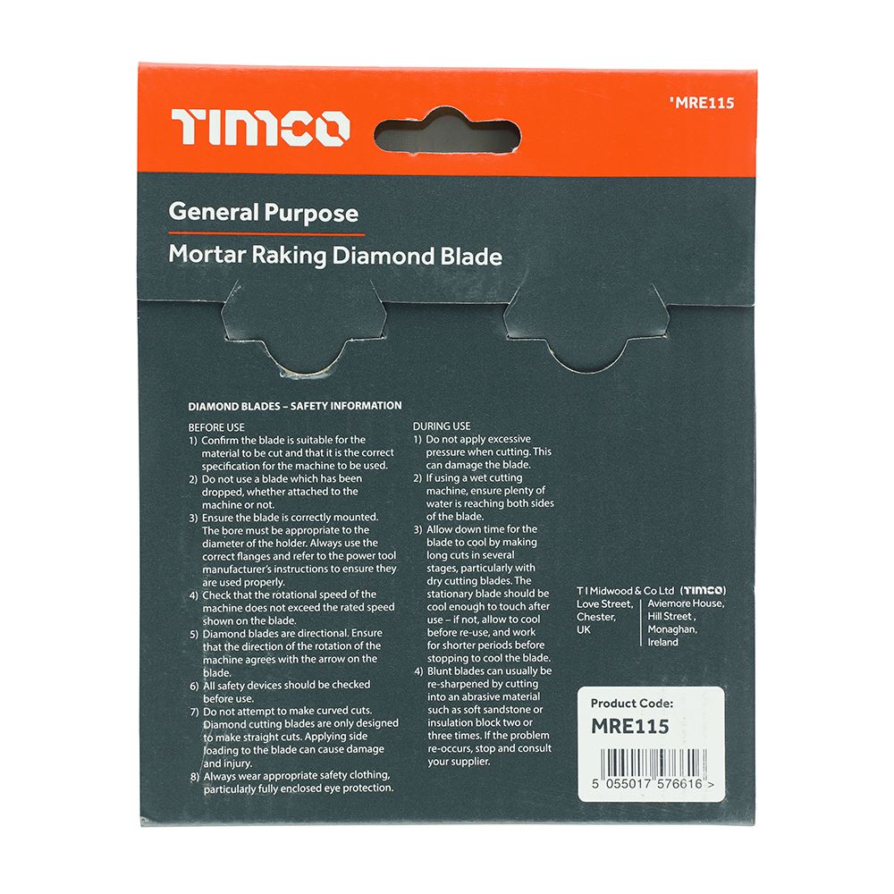 TIMCO GP Mortar Raking Diamond Blade 115 x 22.2 Pack 1