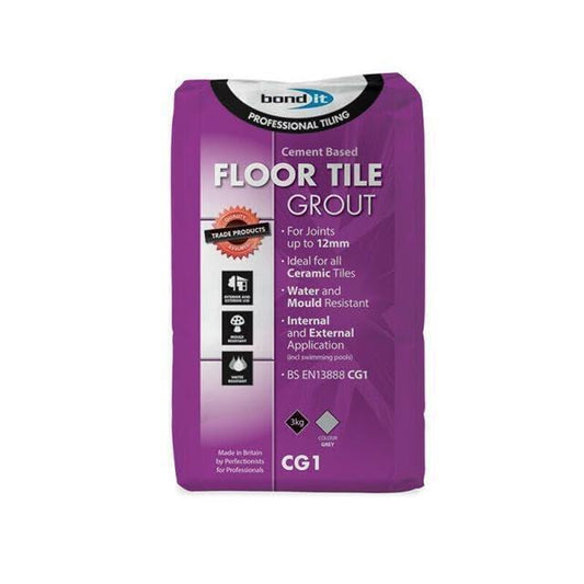 Bond It Floor Tile Grout Grey 3kg Cement Based Wall & Floor Joint Filler CG1