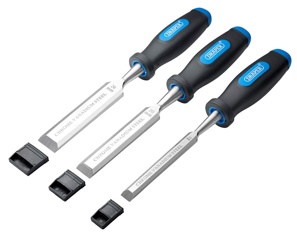 Draper 3PC CHISEL SET 31306 31306 Soft Grip Bevel Edge Wood Chisel Set (3 Piece)