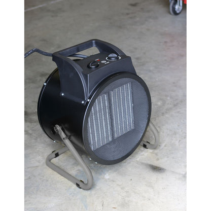 Sealey PEH9001 Industrial PTC Fan Heater 9000W/400V | Btu/hr - 31,000, 6000/9000W, 400V - 16A, Thermostat, Tip-Over Switch