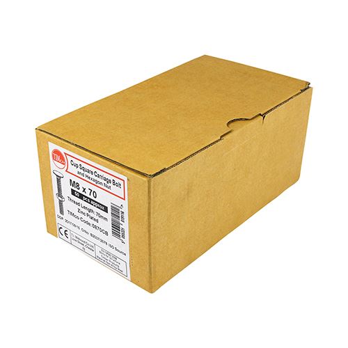 TIMCO Carriage Bolt & Hex Nut - BZP M10 x 280 Silver Pack 10