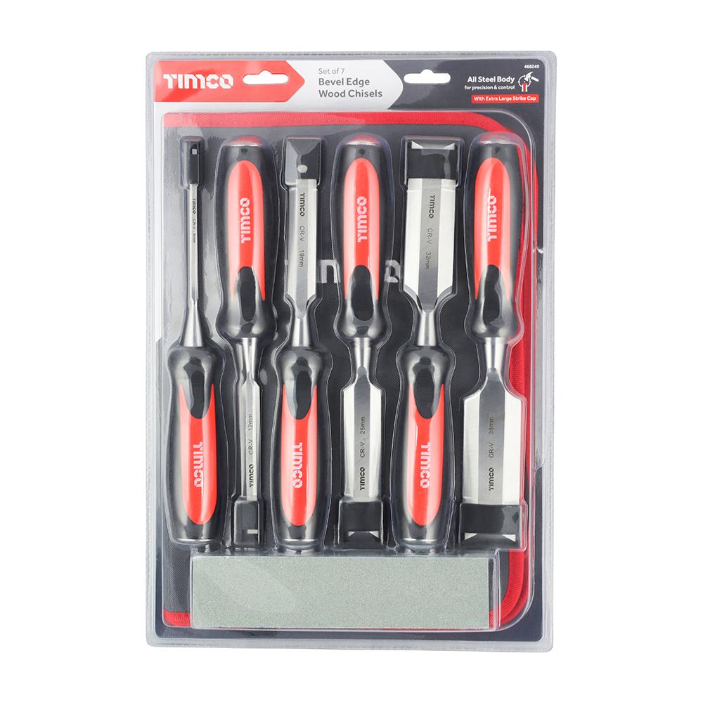 TIMCO Bevel Edge Wood Chisel Set 7pc Pack 1