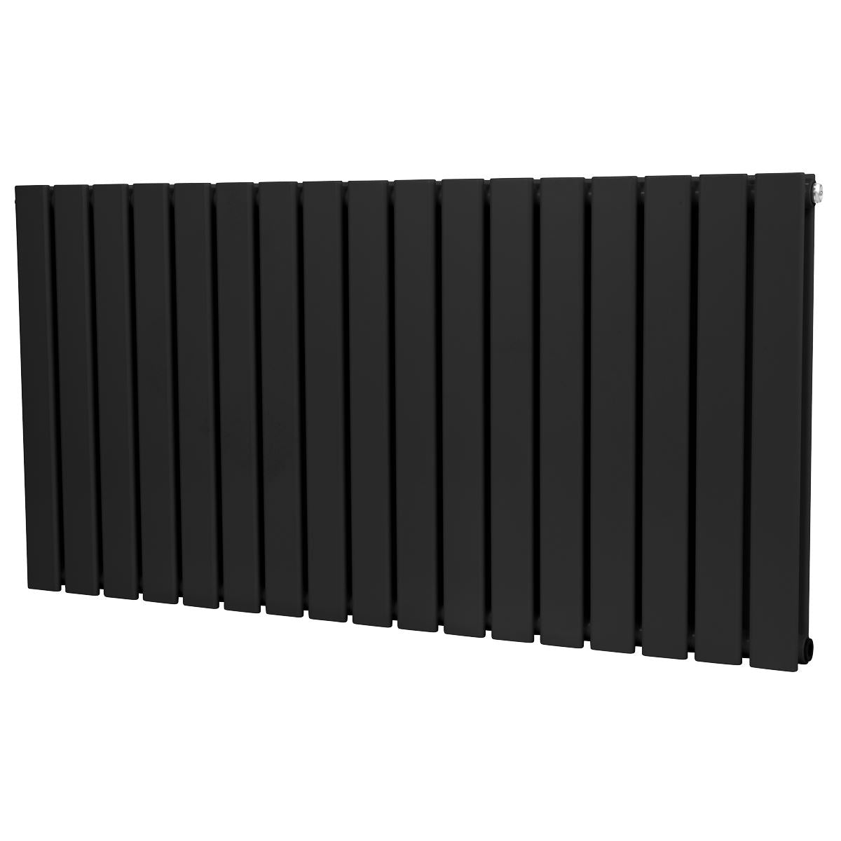 Baridi DH347 Horizontal Radiator Contemporary Double Flat Panel Design 600 x 1190mm - Black | Steel | Horizontal flat panel design delivers a BTU