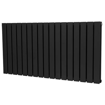 Baridi DH347 Horizontal Radiator Contemporary Double Flat Panel Design 600 x 1190mm - Black | Steel | Horizontal flat panel design delivers a BTU