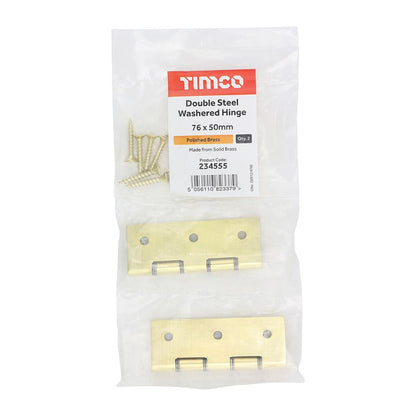 TIMCO Double Steel Washered Hinge PB 76 x 50 Red Pack 2