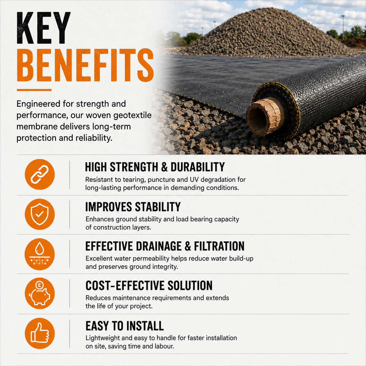4.5m x 100m Weed Control Ground Cover Membrane Landscape Fabric Woven Geotextile