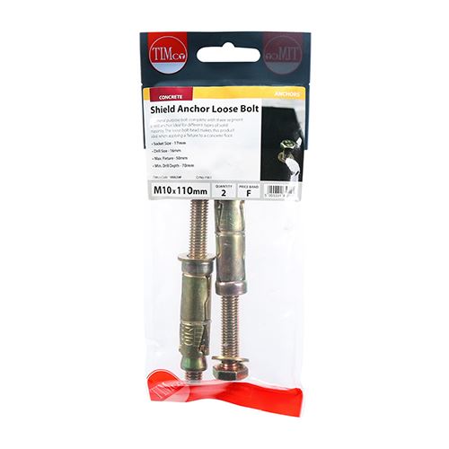 TIMCO Shield Anchor Loose Bolt - ZYP M10:50L (M10 x 110) Gold Pack 2
